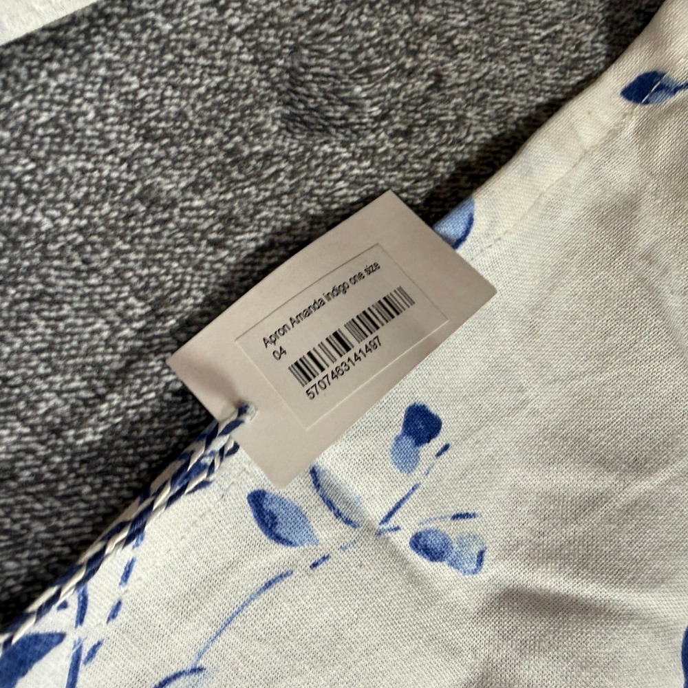 GreenGate Amanda Indigo Floral Cotton Apron Blue White Rose One Size NWT - Picture 4 of 8